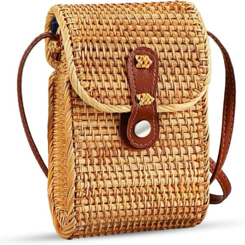 Rattan Wicker Small Crossbody Bag
